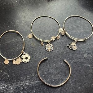 Set of bracelets: 3 sterling silver alex and ani’s and a dream bracelet